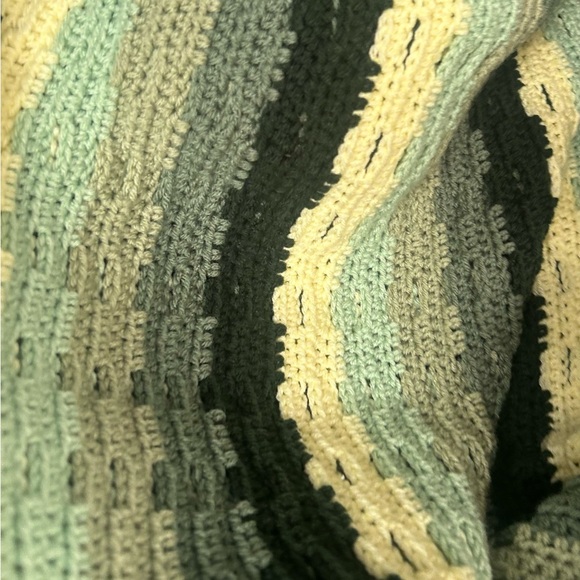 Vintage Handmade Striped Crochet Afghan Knit Blanket Large Throw #0625255 - Picture 13 of 16